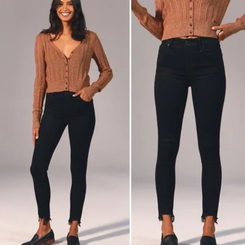 Abercrombie & Fitch Simone high rise ankle skinny jean Sz 27 w/ distressed hem